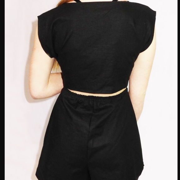 Black Linen Romper - Picture 3 of 3